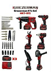 HKT-972 Profesyonel 6'lı Mega Set | Hilti, Matkap, Spiral, Somun, Makas, Testere