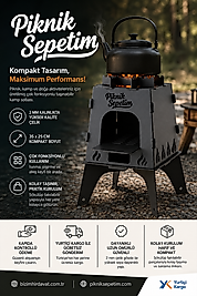 Izgaralı ve Ocaklı Katlanabilir Ateş Kutusu Kamp Ocağı 2 mm Kalın Çelik 35x25cm